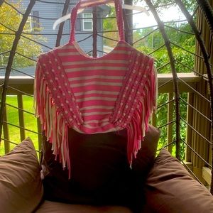 Fringe Tote bag! Pink and tan or Black and Tan!